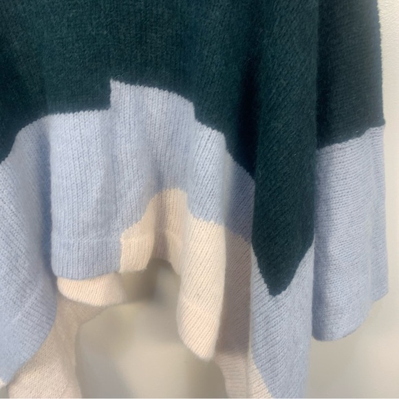 ELK Alpaca Wool Blend Color Block Poncho Sweater - Picture 11 of 16